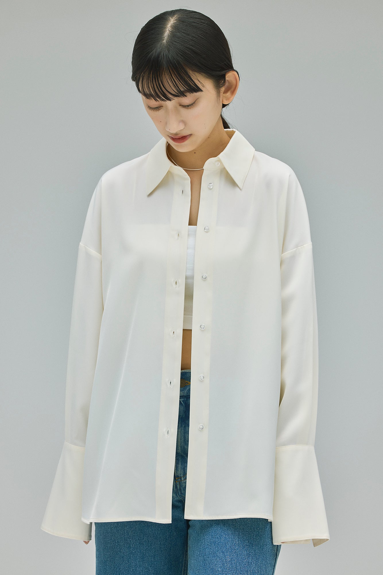 【SALE】satin shirt