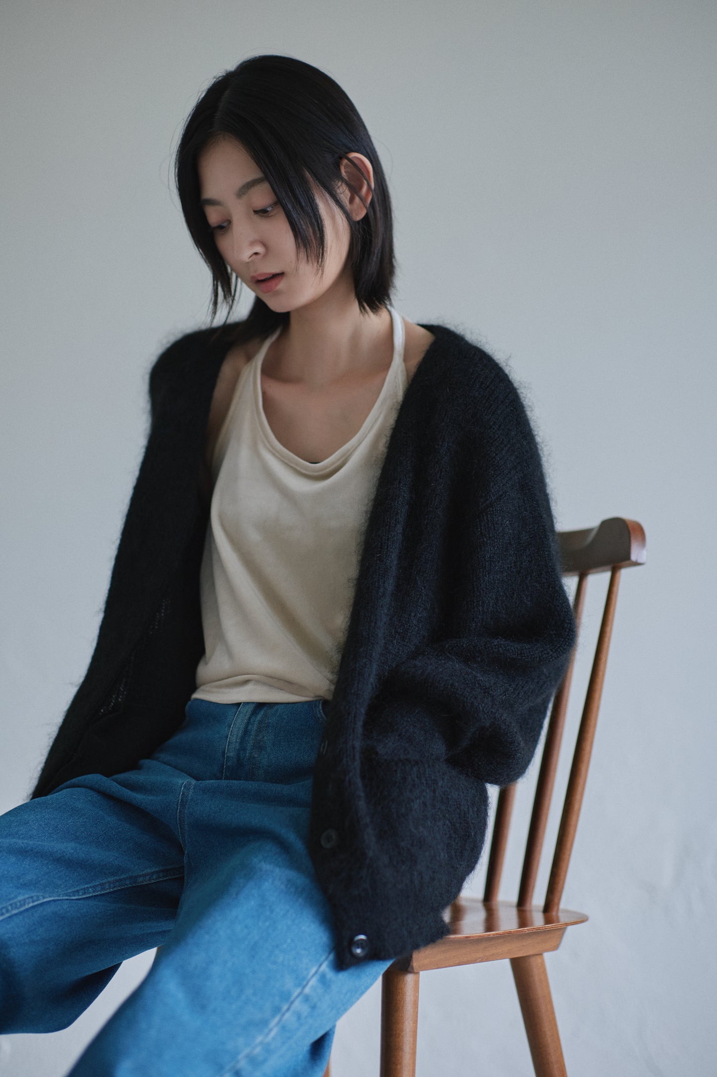 kid mohair cardigan <SUITAGE PREMIUM / MADE IN JAPAN>