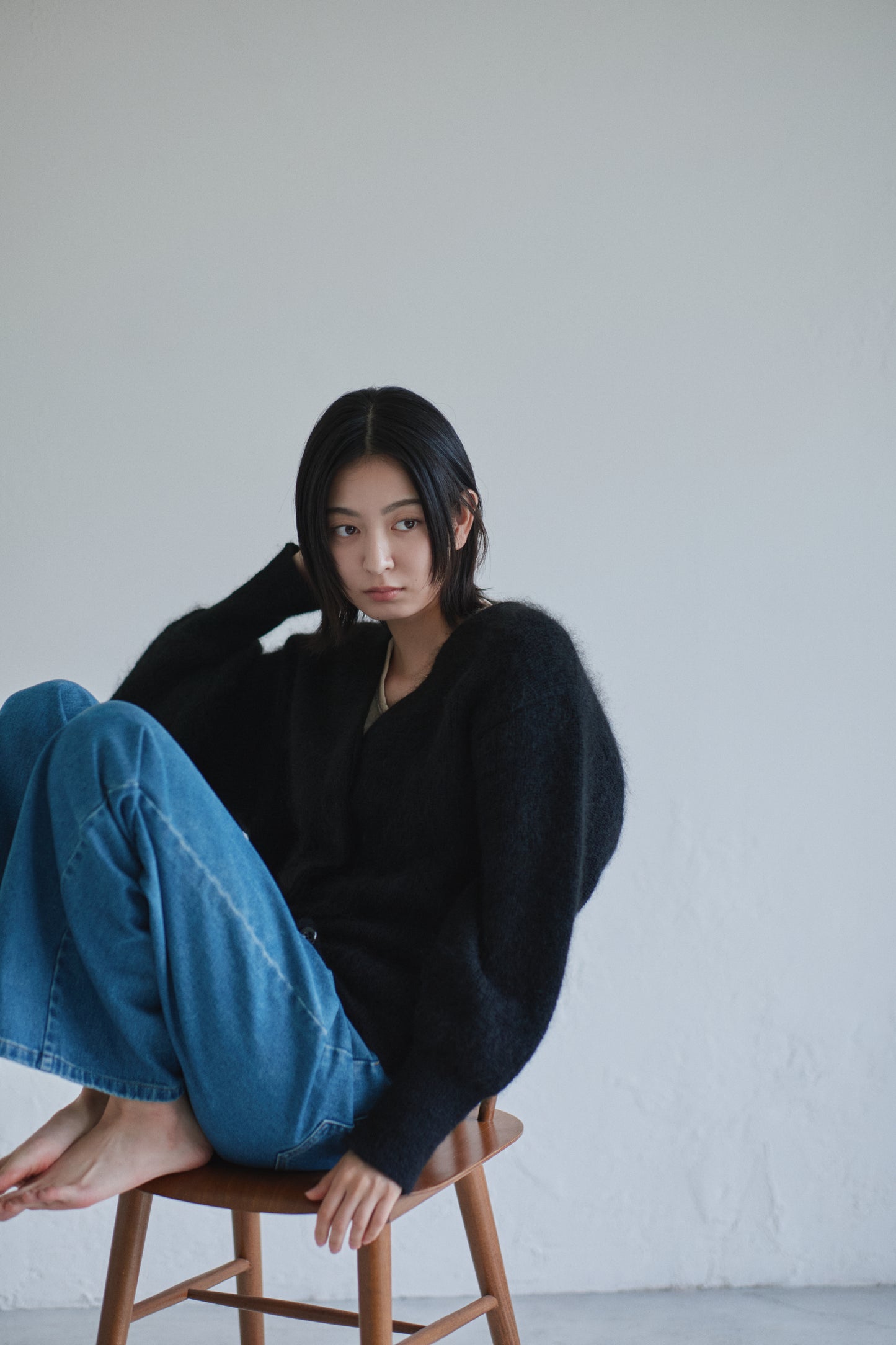 kid mohair cardigan <SUITAGE PREMIUM / MADE IN JAPAN>