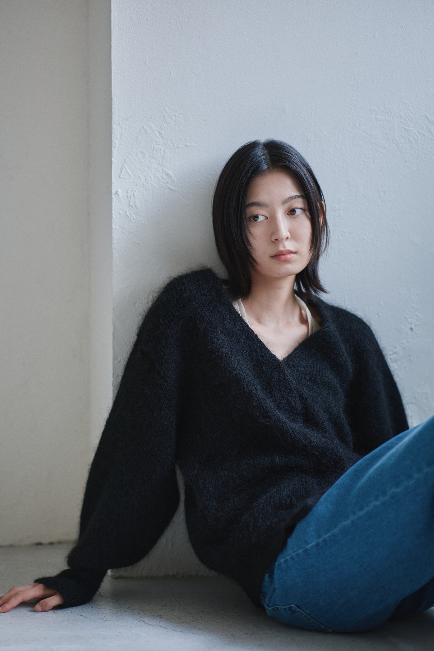 kid mohair cardigan <SUITAGE PREMIUM / MADE IN JAPAN>