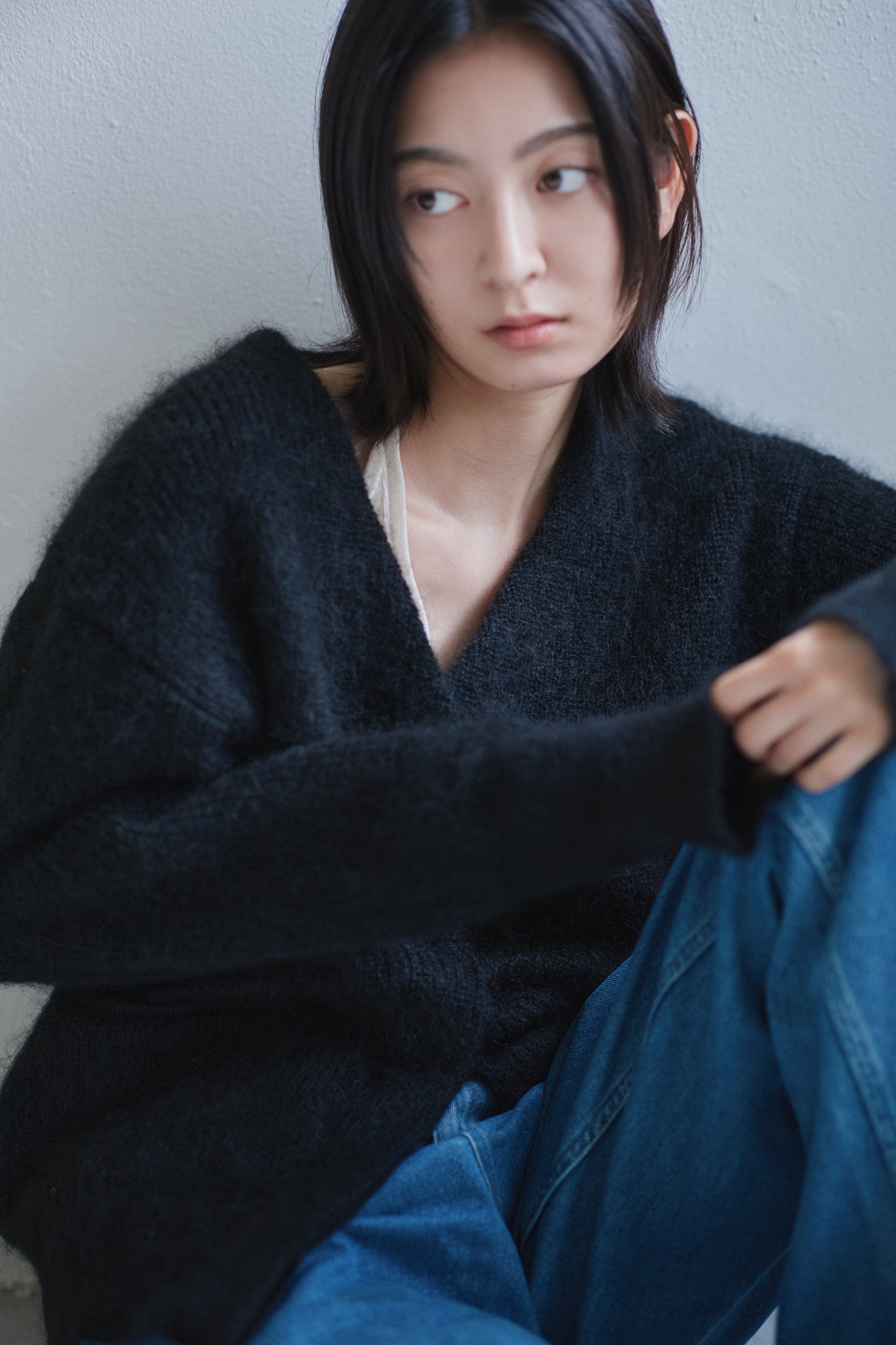 kid mohair cardigan <SUITAGE PREMIUM / MADE IN JAPAN>