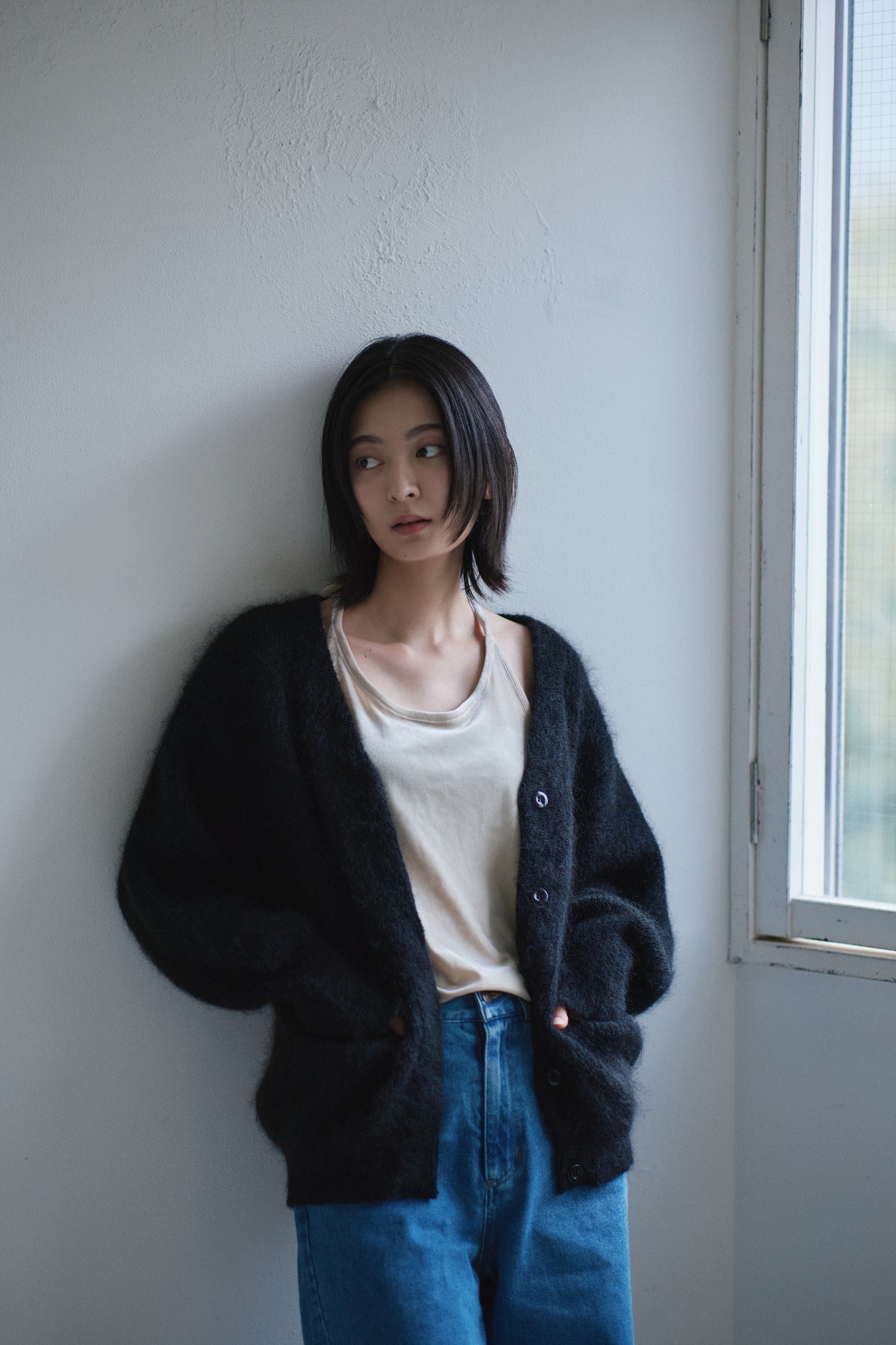 kid mohair cardigan <SUITAGE PREMIUM / MADE IN JAPAN>
