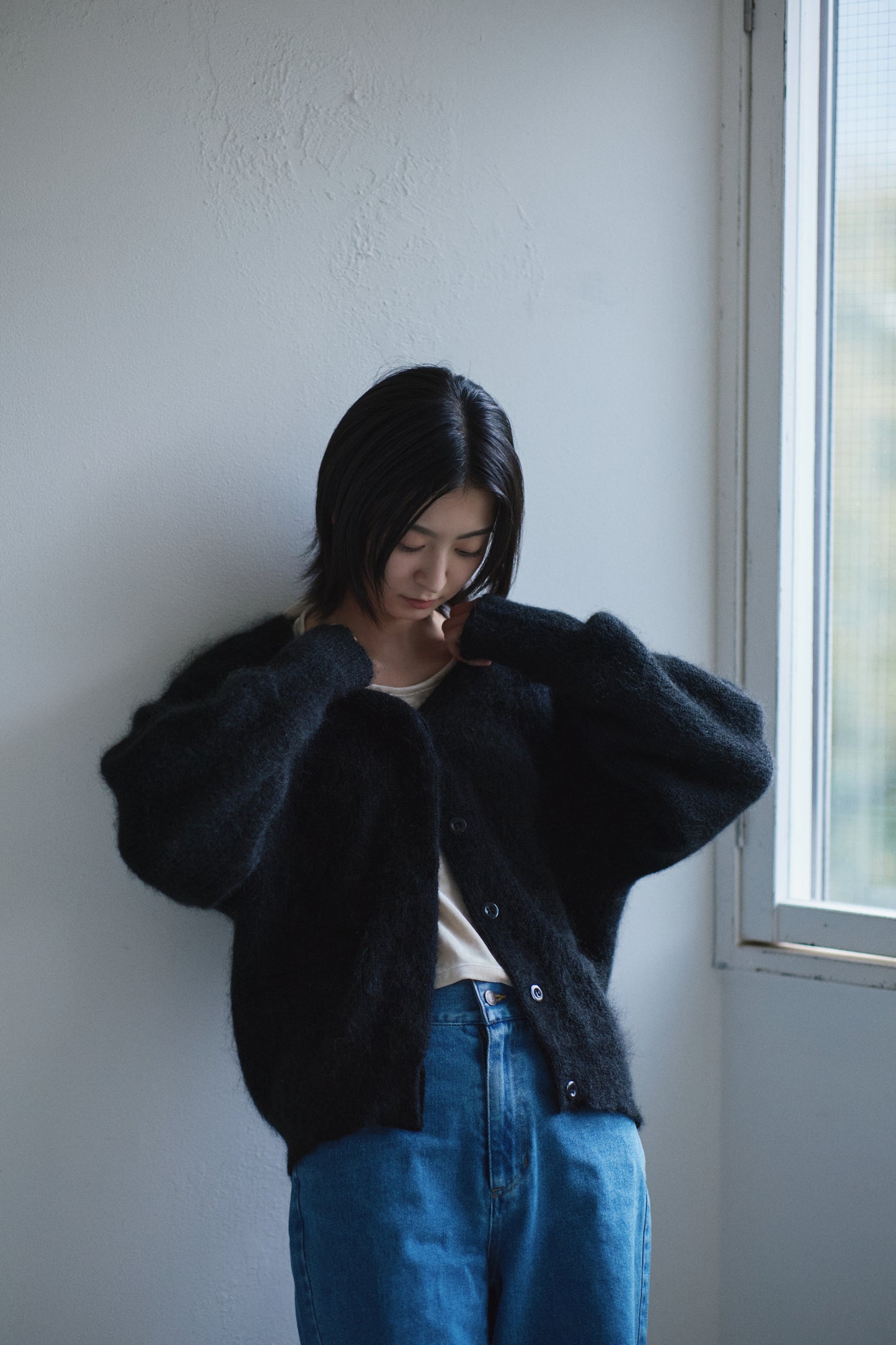 kid mohair cardigan <SUITAGE PREMIUM / MADE IN JAPAN>