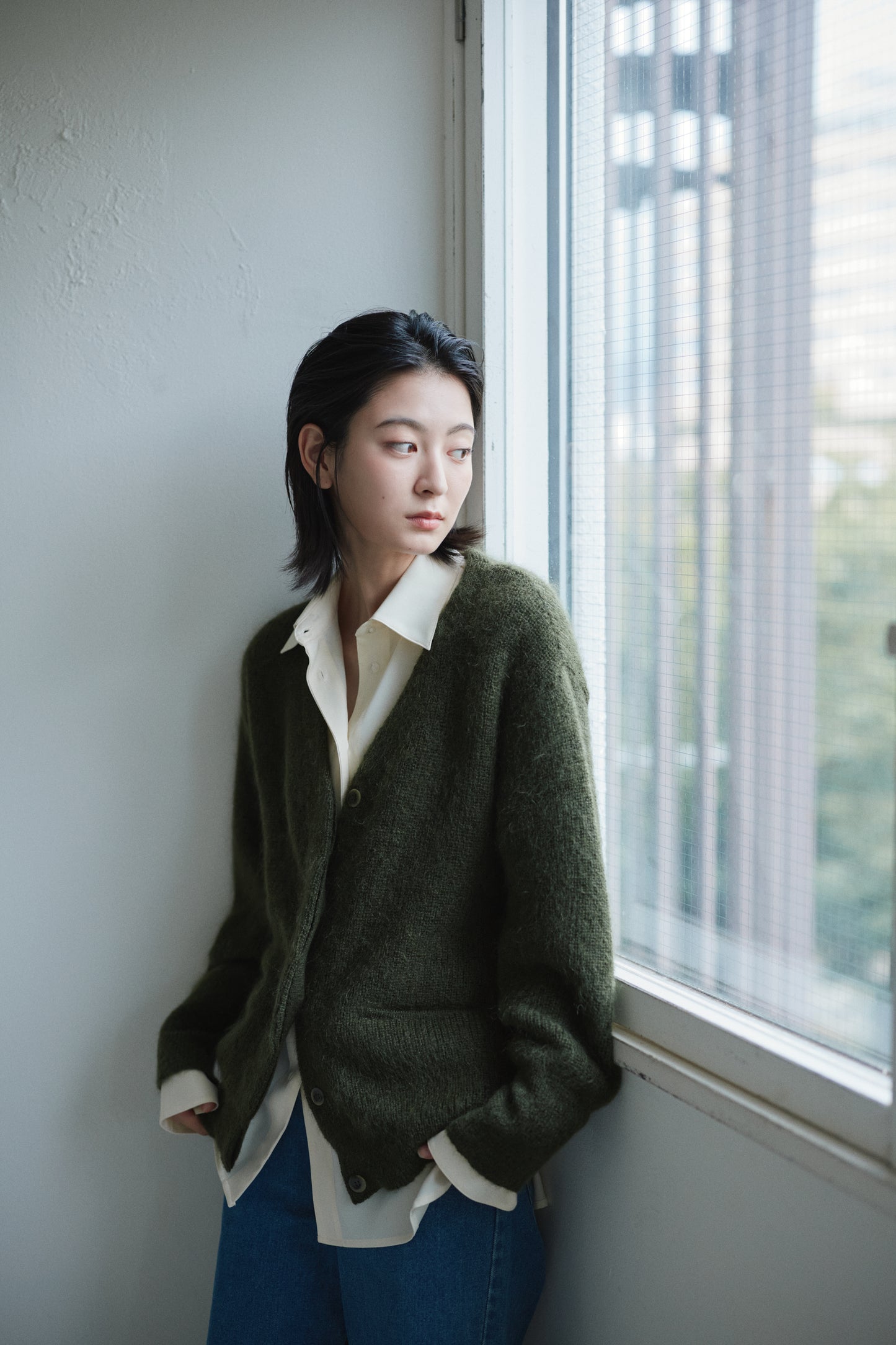 kid mohair cardigan <SUITAGE PREMIUM / MADE IN JAPAN>