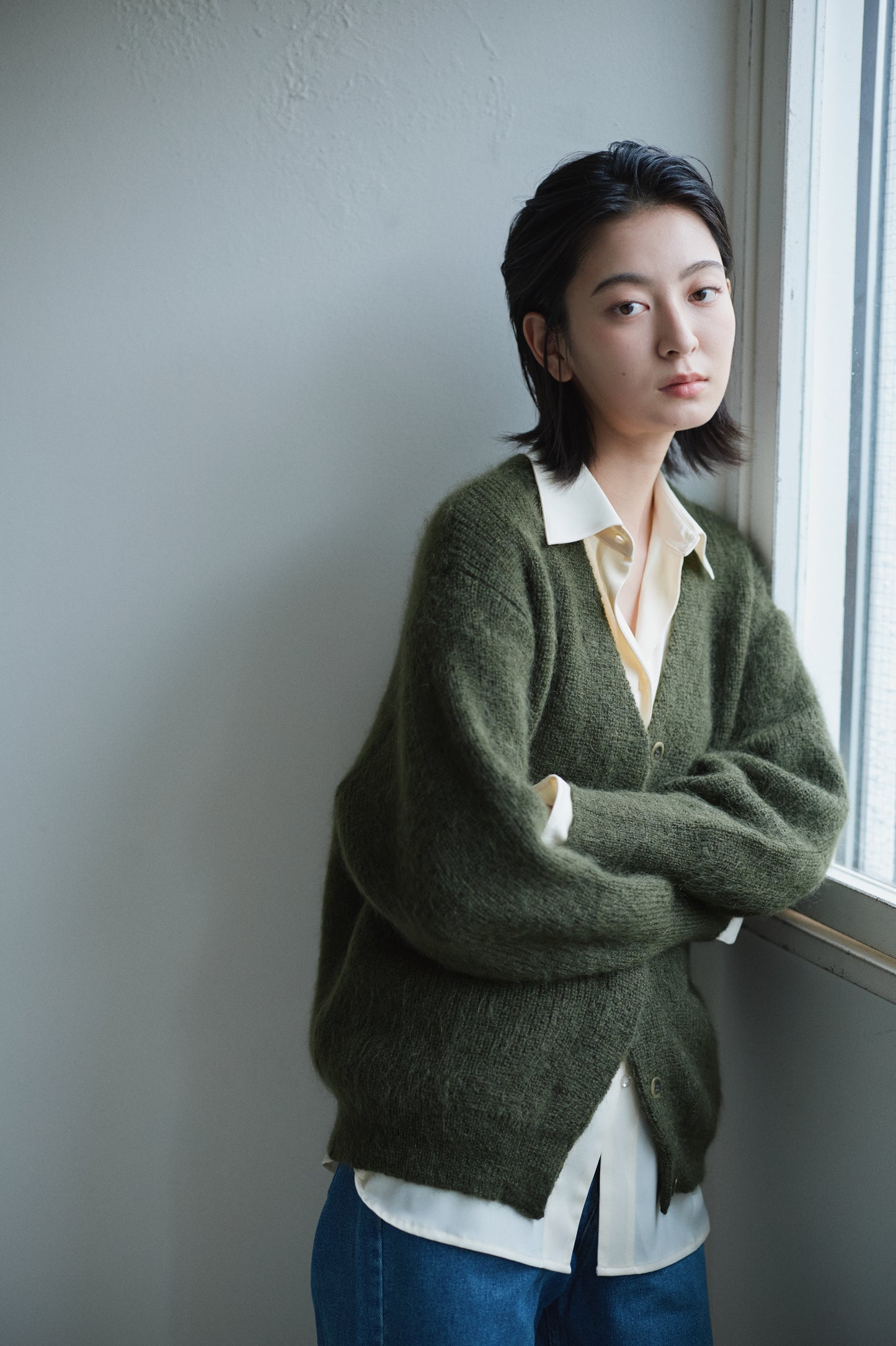 kid mohair cardigan <SUITAGE PREMIUM / MADE IN JAPAN>