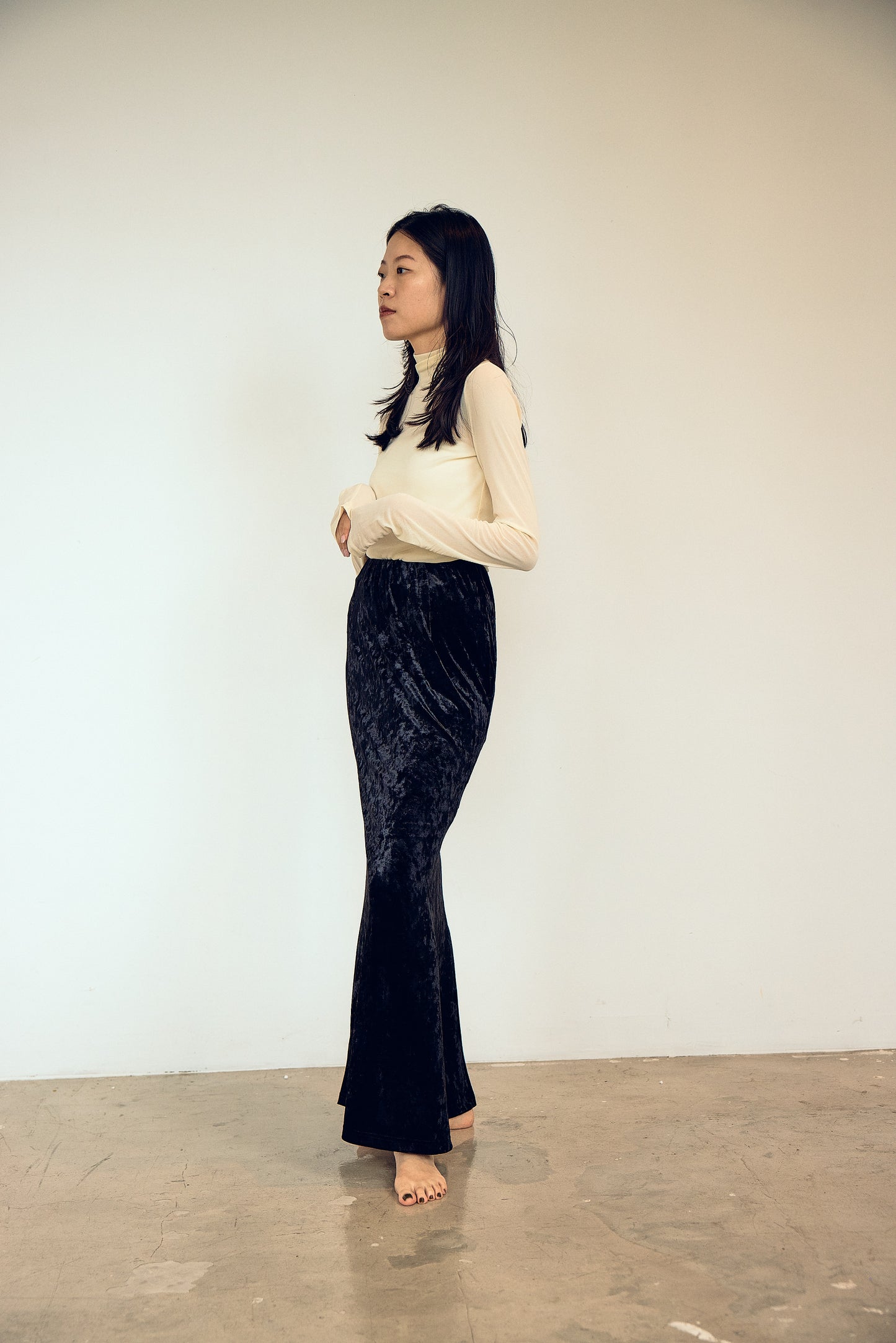 velours slit skirt